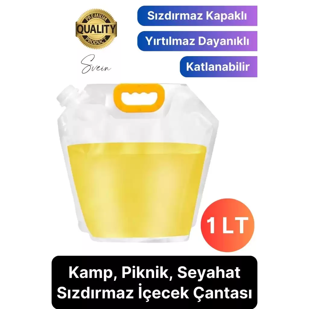 Premium 1 lt Dayanıklı Yer Kaplamaz İçecek Çantası Sporcu Kapaklı Tutamaç Suluk Matara Kamp Piknik
