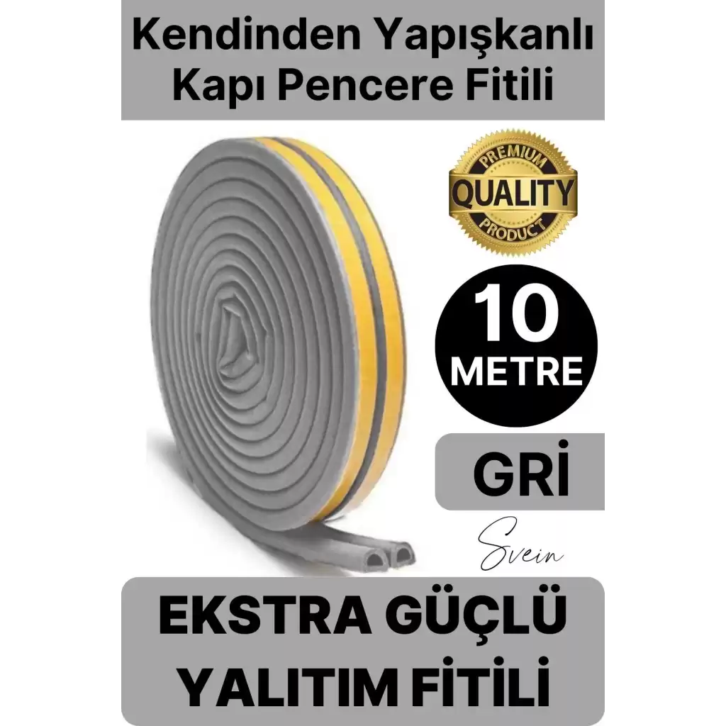 1. Sınıf Gri Kapı Pencere Soğuk Toz Geçirmez İzolasyon Fitili Yapışkanlı Isı Yalıtım 2x5=10 mt