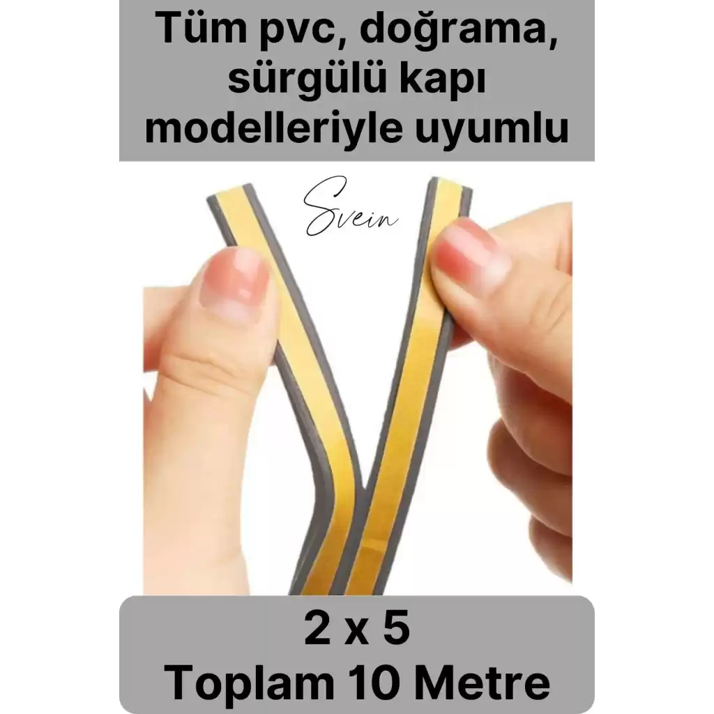 1. Sınıf Gri Kapı Pencere Soğuk Toz Geçirmez İzolasyon Fitili Yapışkanlı Isı Yalıtım 2x5=10 mt