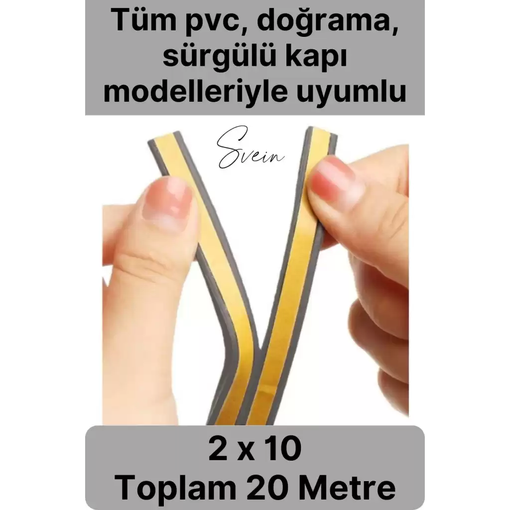 1. Sınıf Gri Kapı Pencere Soğuk Toz Geçirmez İzolasyon Fitili Yapışkanlı Isı Yalıtım 2x10=20 mt
