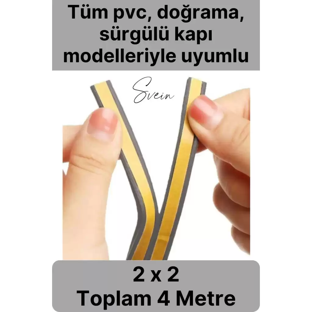 1. Sınıf Gri Kapı Pencere Soğuk Toz Geçirmez İzolasyon Fitili Yapışkanlı Isı Yalıtım 2x2=4 mt