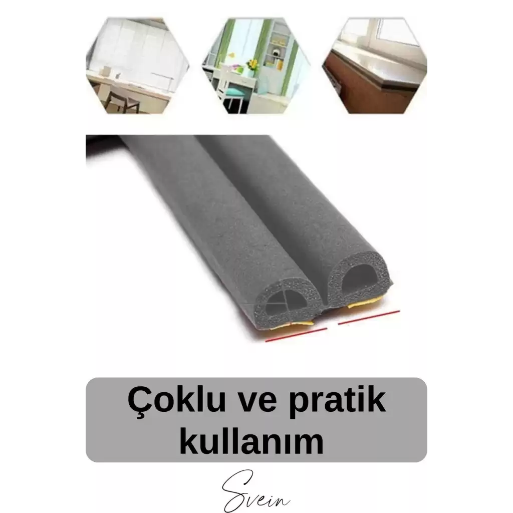 1. Sınıf Gri Kapı Pencere Soğuk Toz Geçirmez İzolasyon Fitili Yapışkanlı Isı Yalıtım 2x2=4 mt