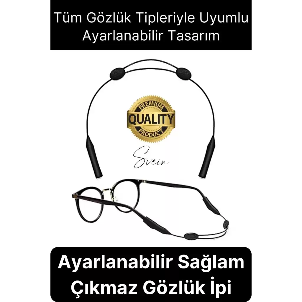 Premium Ayarlanabilir Rahat Kaymaz Çıkmaz Gözlük Arkası Tutucu Askı İpi Zinciri Sporcu Unisex
