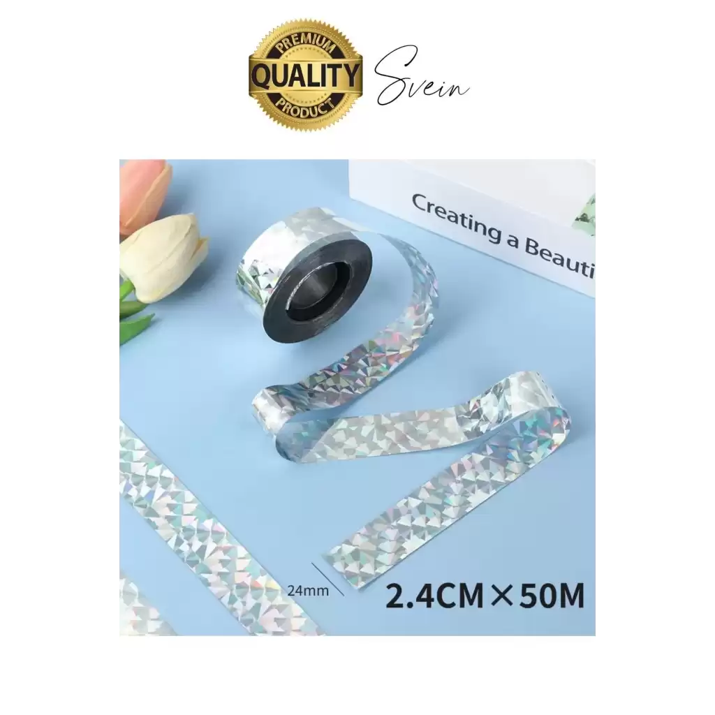 Premium Kuş Kondurmaz Rahatsız Eden Şerit Bant 45 mm x 50 mt Yansıtıcı Kuşsavar Çatı Hologram Bandı