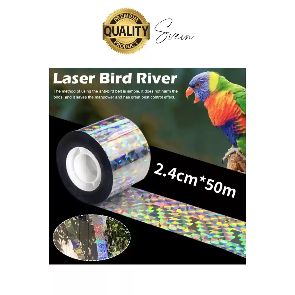 Premium Kuş Kondurmaz Rahatsız Eden Şerit Bant 45 mm x 50 mt Yansıtıcı Kuşsavar Çatı Hologram Bandı