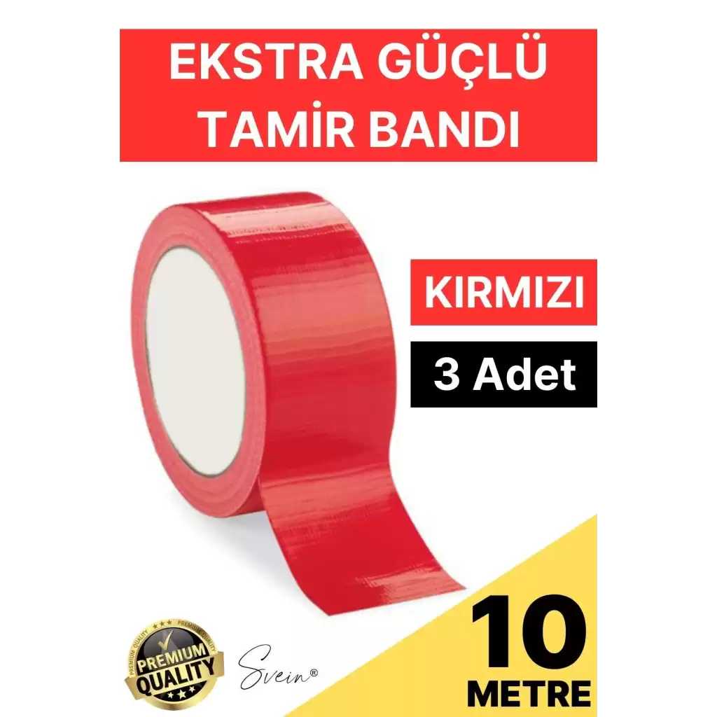 3 Adet 10 mt Kırmızı Tamir Takviye Kapatıcı Güçlü Onarım Bandı Su Geçirmez Sızdırmaz Dayanım Çatlak