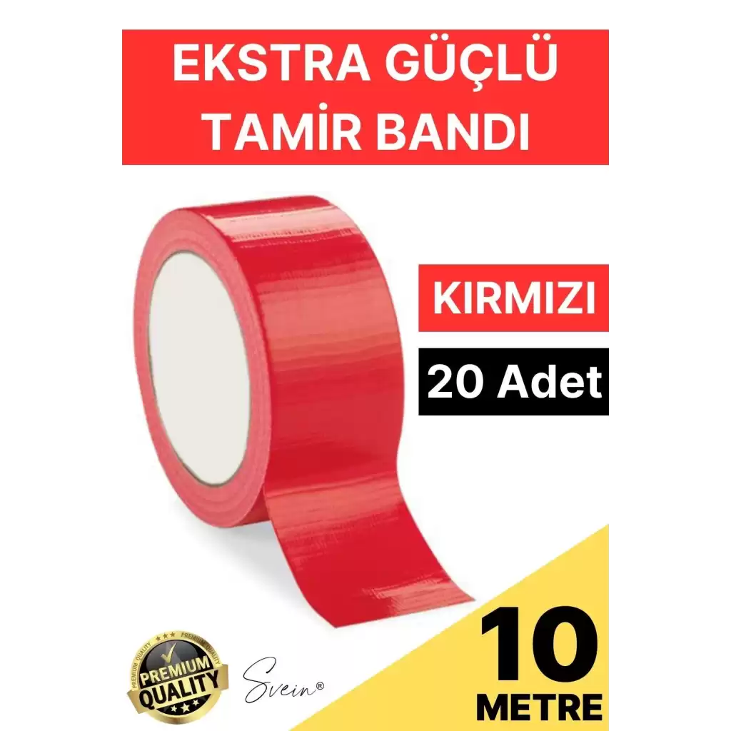 20 Adet 10 mt Kırmızı Tamir Takviye Kapatıcı Güçlü Onarım Bandı Su Geçirmez Sızdırmaz Dayanım Çatlak