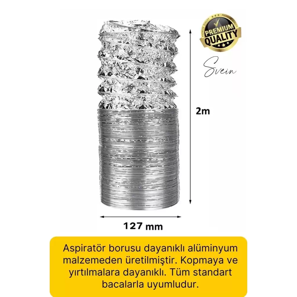 Premium Baca Klapesi Alüminyum Bant Aspiratör Borusu Seti Folyo Yanmaz Sızdırmaz Havalandırma Mutfak