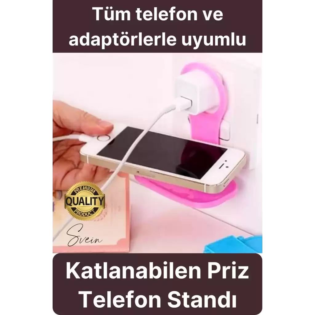 Pratik Priz Telefon Tutucu Şarj Askısı Standı Dekoratif Katlanır Plastik Adaptör Kablo Düzenleyici