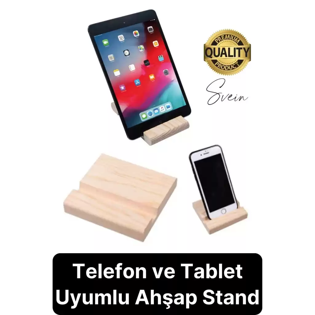 Doğal Masaüstü Ahşap Cep Telefonu ve Tablet Standı Natural Görünüm Şık İphone Android İos Uyumlu