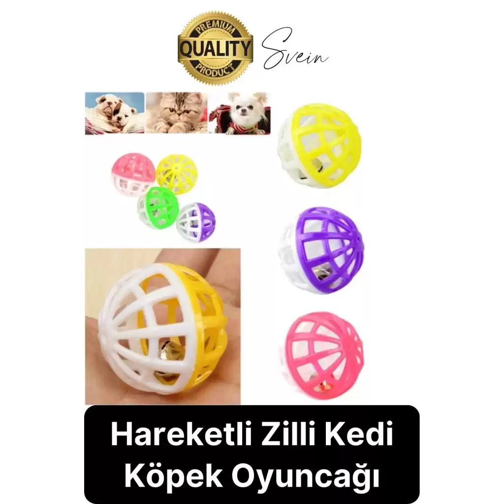 Hareketli 3.5 cm Çıngıraklı Kedi Köpek Evcil Hayvan Oyun Topu Plastik Zil Oyuncağı Eğitici