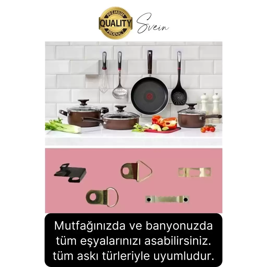 6 Adet Süper Güçlü Kendinden Yapışkanlı Tutunabilen Çok Amaçlı Çerçeve Tablo Banyo Duş Mutfak Askı