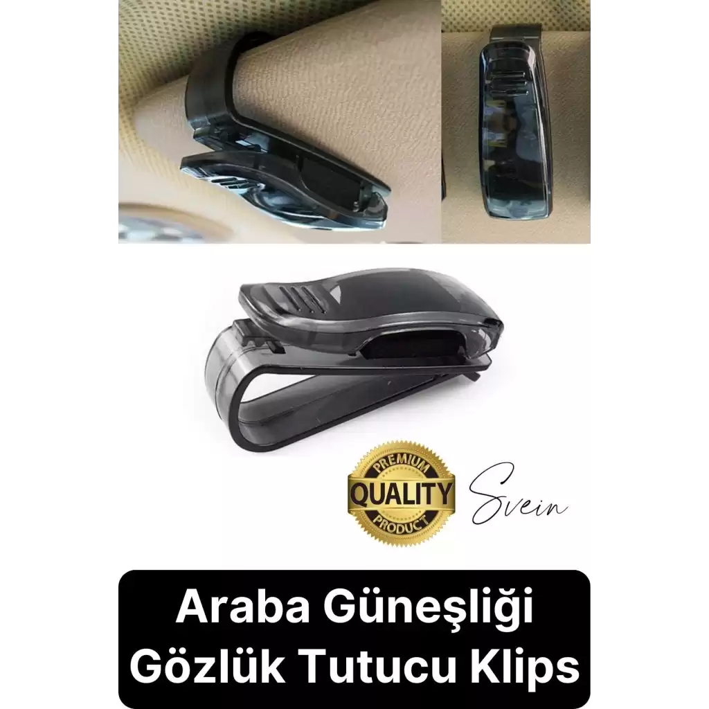 Araba Gözlük Tutacağı Klips Güneş Gözlüğü Tutucu Mandallı Araç İçi Siyah Kartvizitlik Düşmez Kaymaz