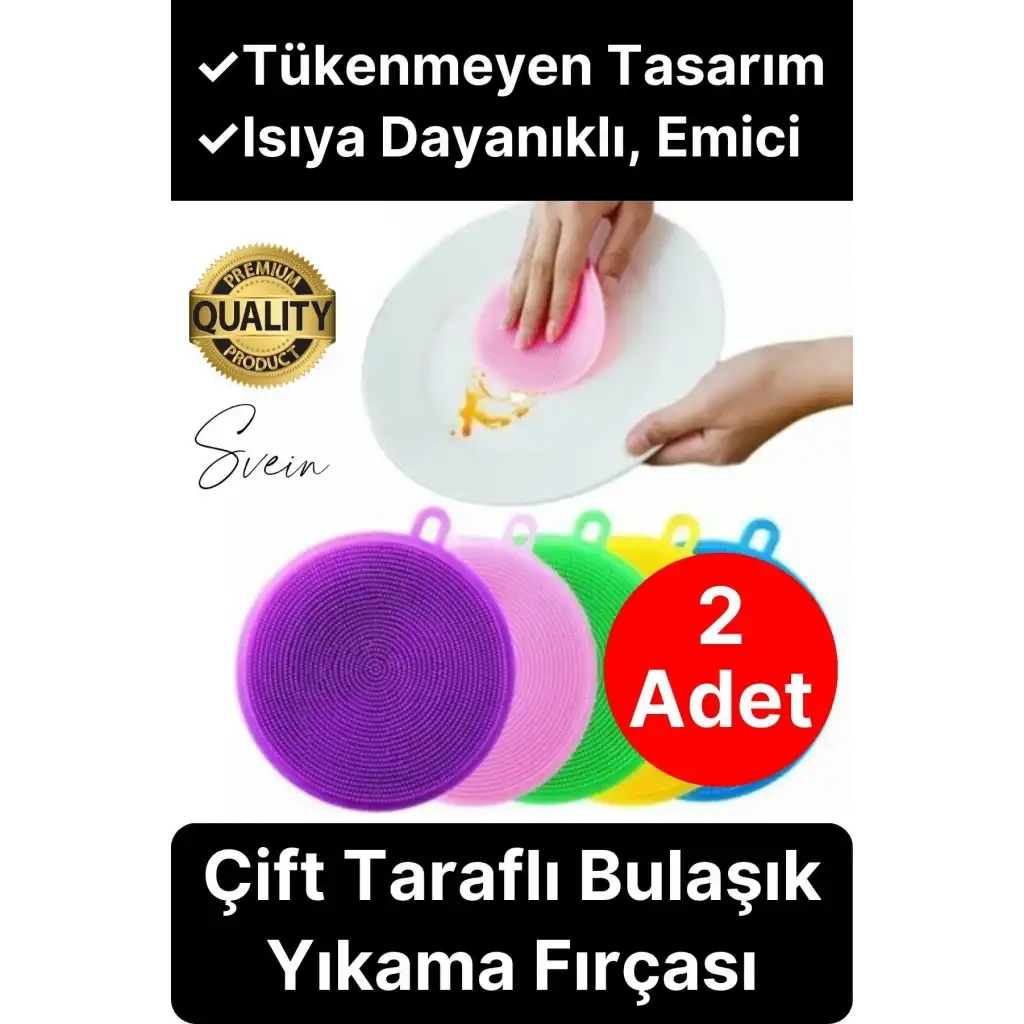 Pratik 2li Tükenmeyen Silikon Bulaşık Yıkama Fırçası Isıya Dayanıklı Su Emici Sünger Yuvarlak