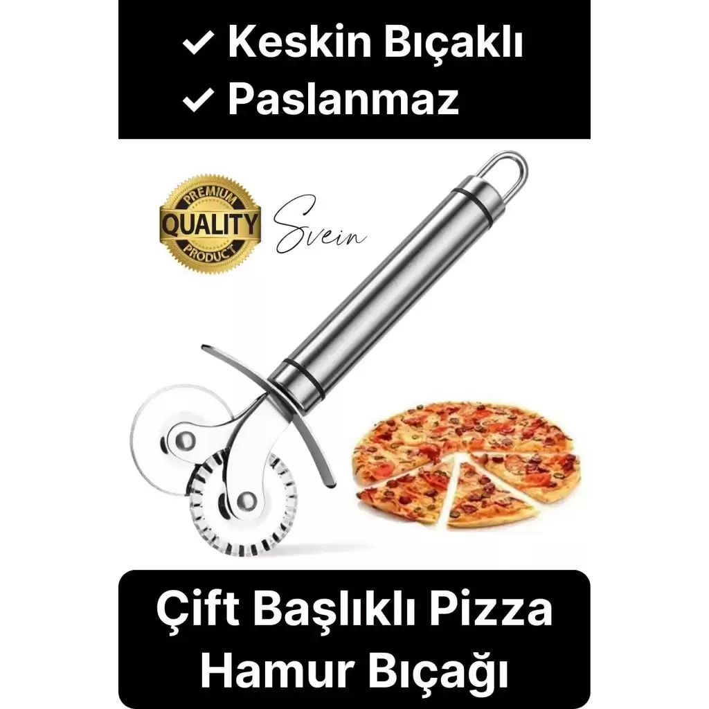 Paslanmaz Yüksek Kaliteli Uzun Ömürlü Çift Taraflı Hamur Pizza Börek Kesme Bıçağı Duvara Asılabilir