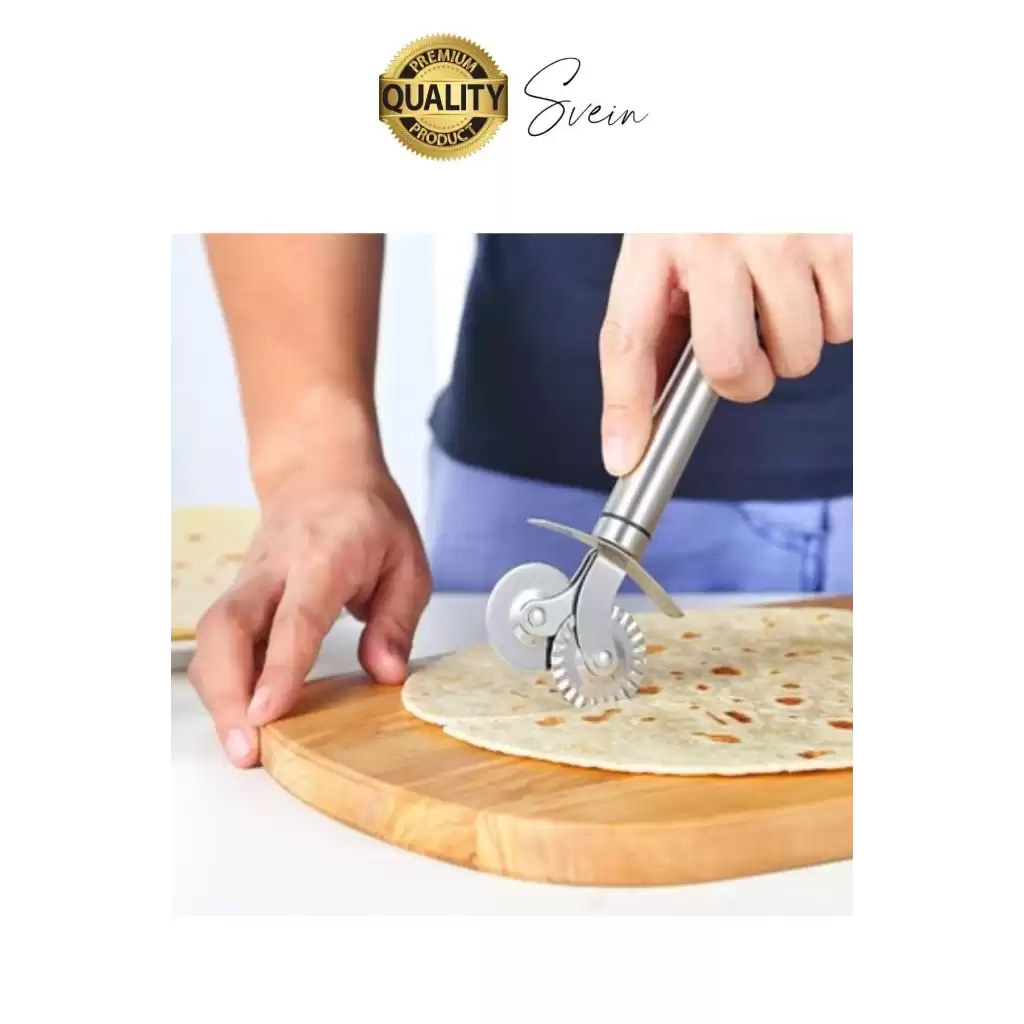 Paslanmaz Yüksek Kaliteli Uzun Ömürlü Çift Taraflı Hamur Pizza Börek Kesme Bıçağı Duvara Asılabilir