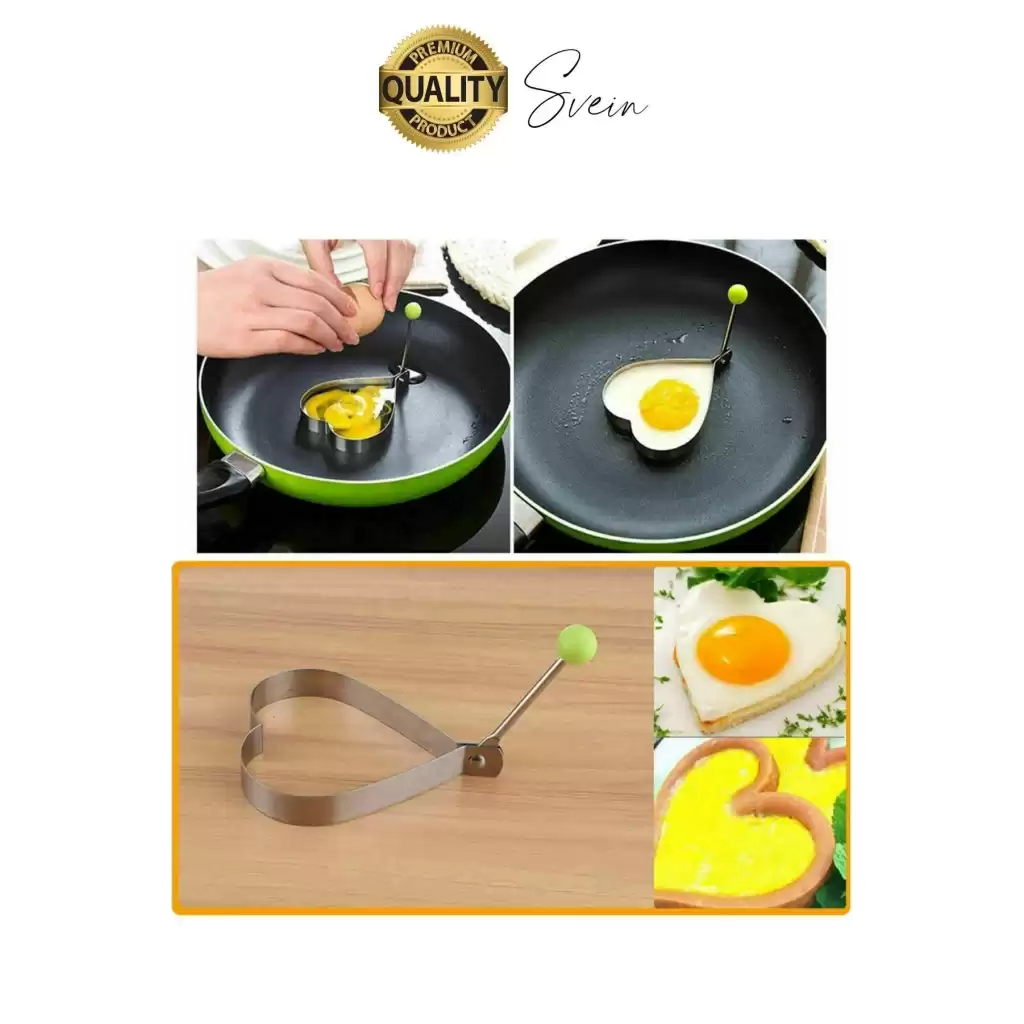 Paslanmaz Metal Kalp Şeklinde Omlet Krep Kalıbı Özel Model Uzun Ömürlü Yanmaz Yapışmaz Portatif