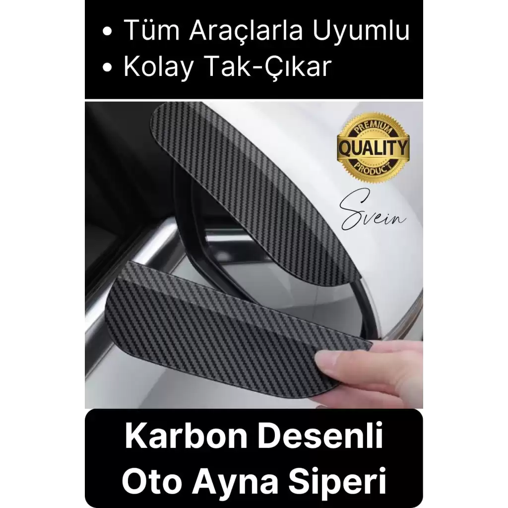 Dayanıklı Araba Ayna Yağmur Koruyucu Siper Karbon Desenli Oto Aksesuar Uyumlu Kolay Montaj 1 Çift