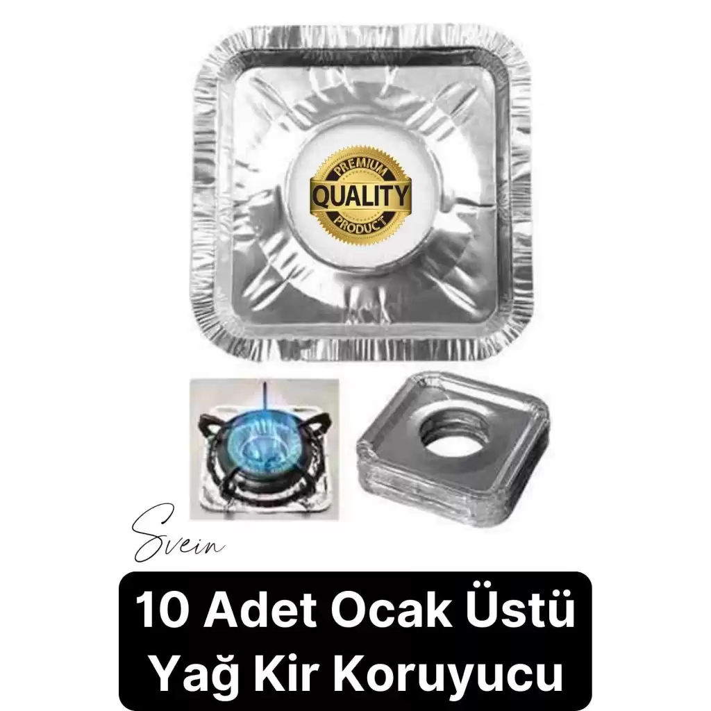 Dayanıklı 10 Adet Alüminyum Ocak Koruyucu Folyo Kare Kir Bırakmaz Yağ Sıçrama Yanmaz Yapışmaz Gümüş
