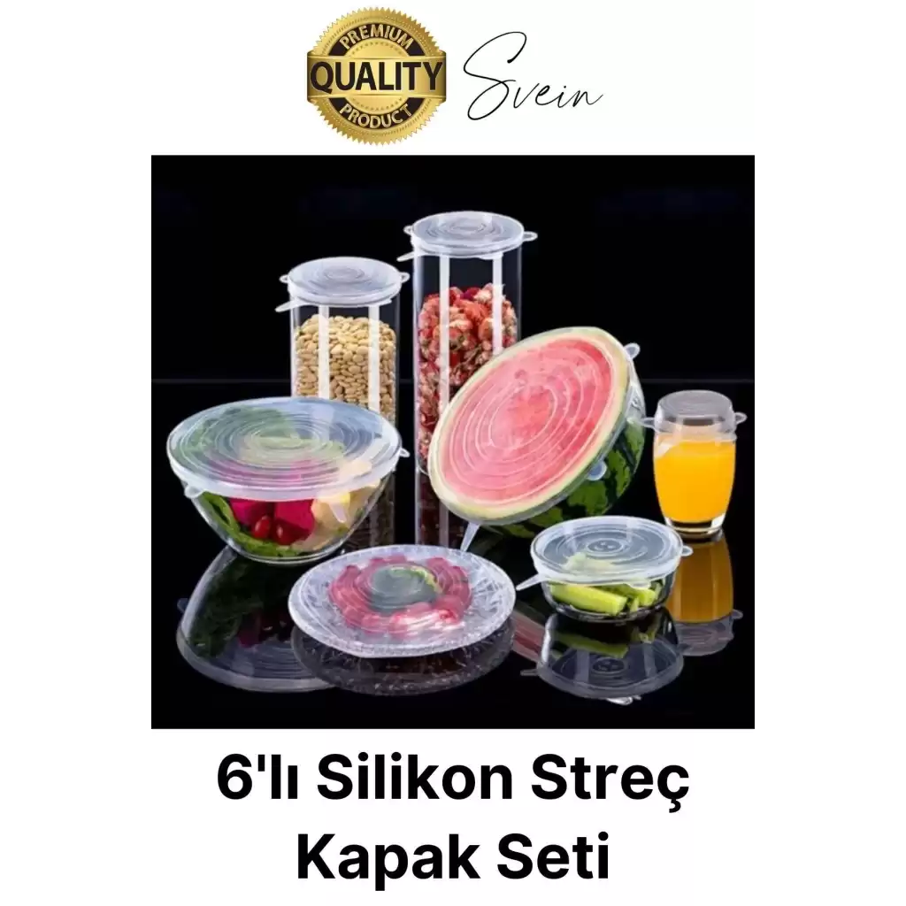 Sızdırmaz 6lı Silikon Kase Kavanoz Kapatma Kapak Seti Esnek Uyumlu Yırtılmaz Streç Saklama Kabı