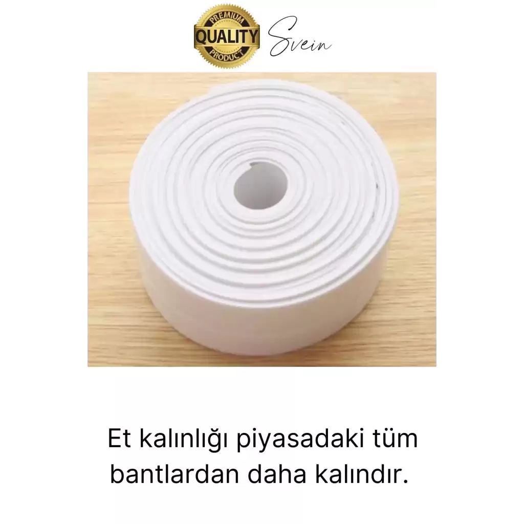 Ekstra Kalın 3.35 mt Banyo Küvet Duşakabin Mutfak Tezgah Lavabo Su Sızdırmaz Kenar Bandı Beyaz Bant