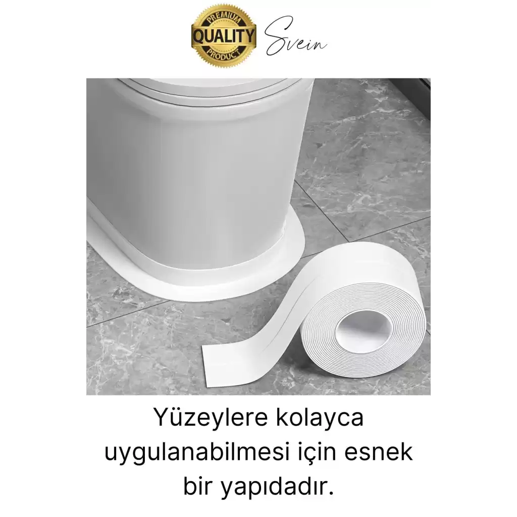 Ekstra Kalın 3.35 mt Banyo Küvet Duşakabin Mutfak Tezgah Lavabo Su Sızdırmaz Kenar Bandı Beyaz Bant