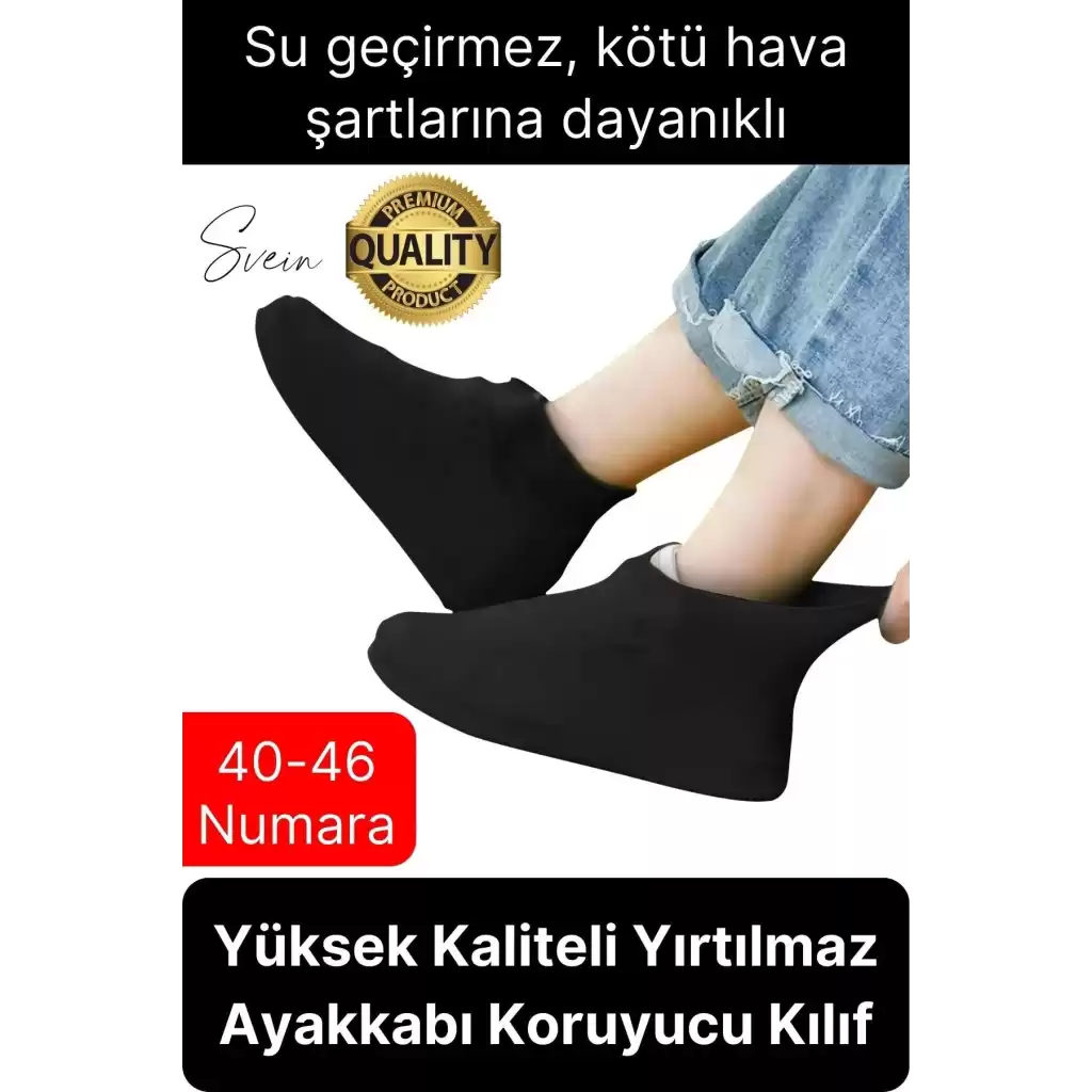 Yüksek Kaliteli Yırtılmaz Ayakkabı Koruyucu Kılıf Örtü Kaplama Su Geçirmez Dayanıklı Koruyucu Siyah
