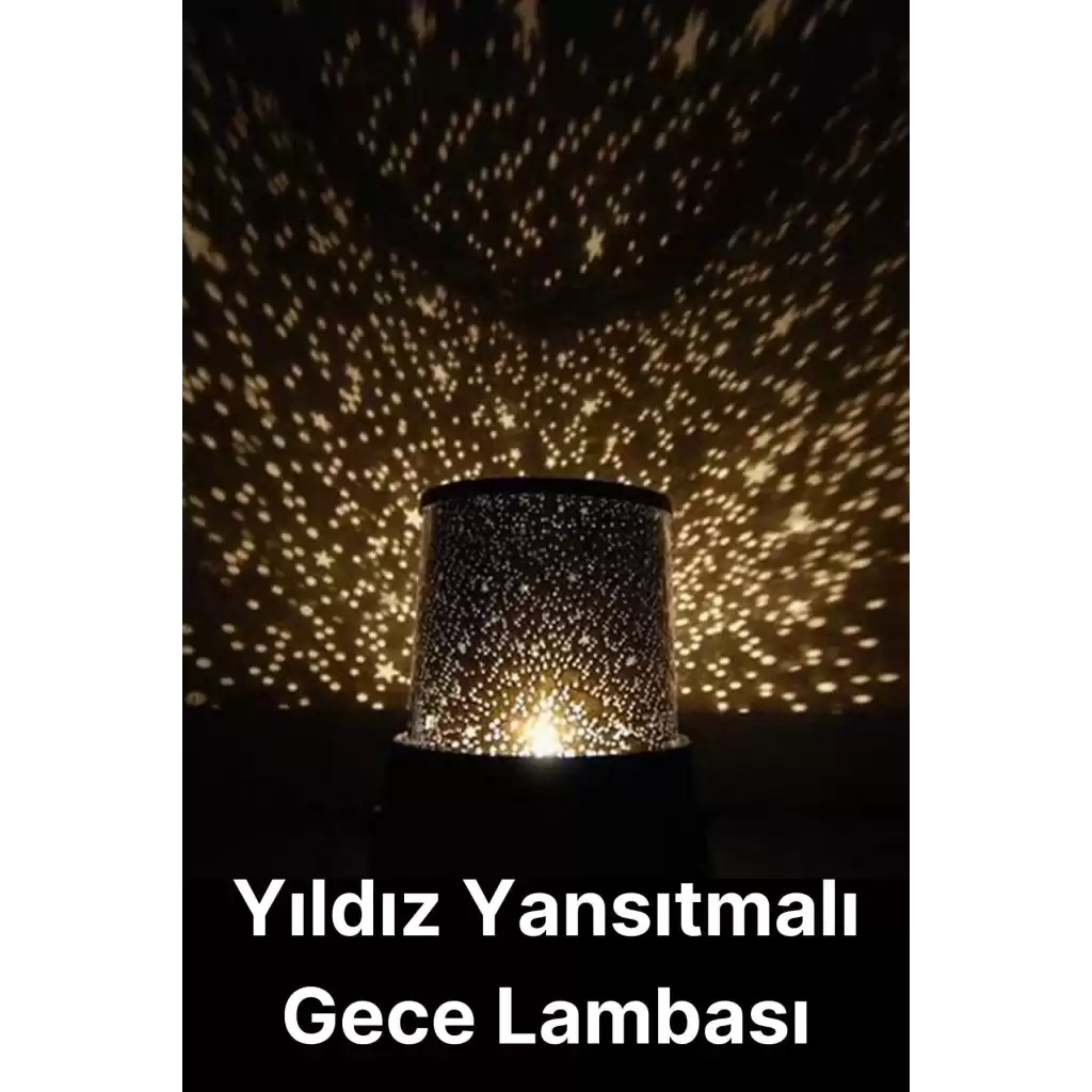 Premium Işık Yansıtmalı Yıldız Projeksiyon Gece Lambası Masa Üstü Pilli ve Usb Tavan Duvar Ambiyans