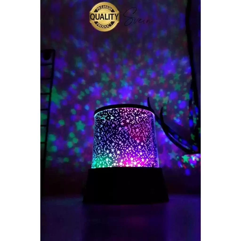 Premium Işık Yansıtmalı Yıldız Projeksiyon Gece Lambası Masa Üstü Pilli ve Usb Tavan Duvar Ambiyans