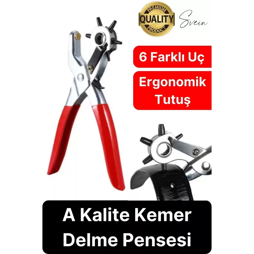 6 Uçlu Kemer ve Deri Delme Delici Aleti Ergonomik Saplı Metal Çelik Delgeç Hızlı Pratik Kolay Zımba