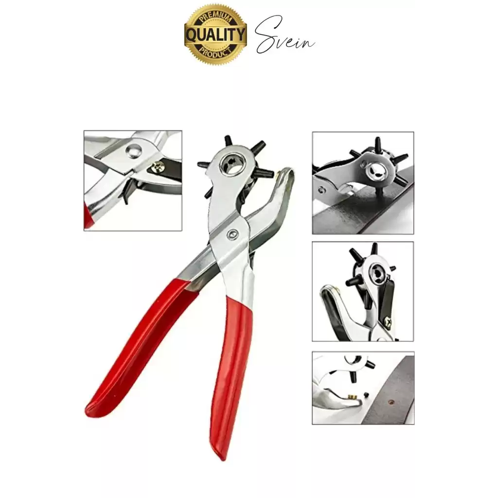 6 Uçlu Kemer ve Deri Delme Delici Aleti Ergonomik Saplı Metal Çelik Delgeç Hızlı Pratik Kolay Zımba
