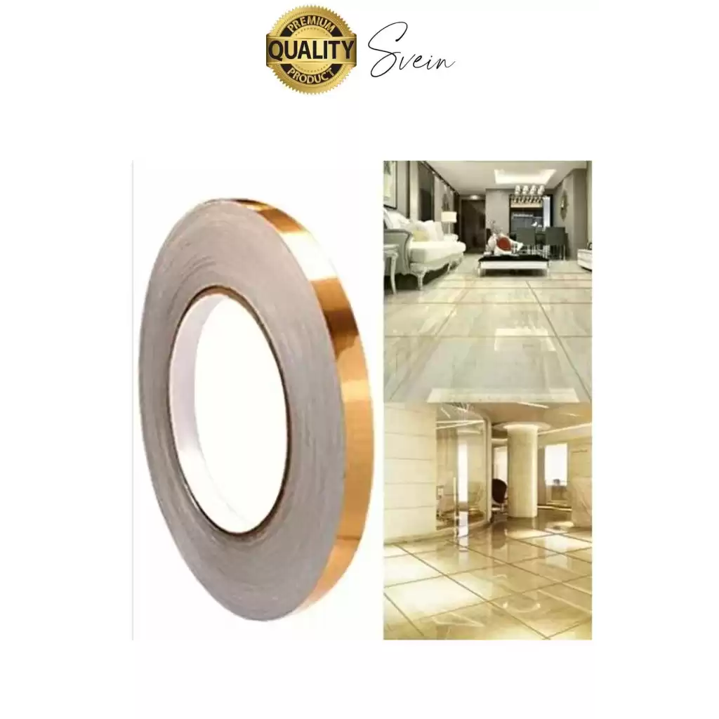 Premium Kendinden Yapışkanlı Gold Sarı Renk Fayans Derz Arası İzolasyon Bandı Dekoratif Bant 0,5 cm
