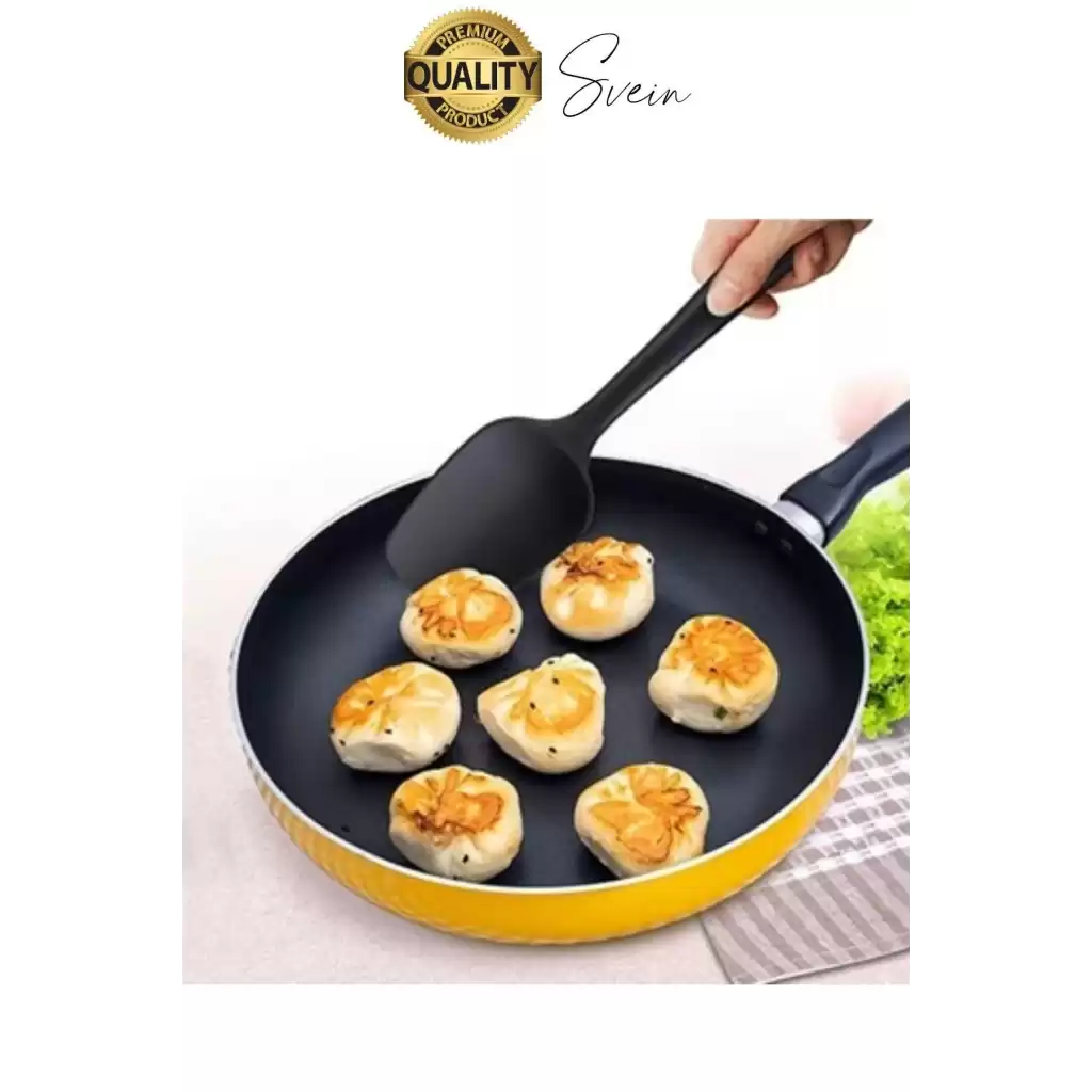 6 Parça Silikon Spatula Fırça Kaşık Bıçak Yemek Hazırlık Pasta Mutfak Seti Yanmaz Yapışmaz Siyah