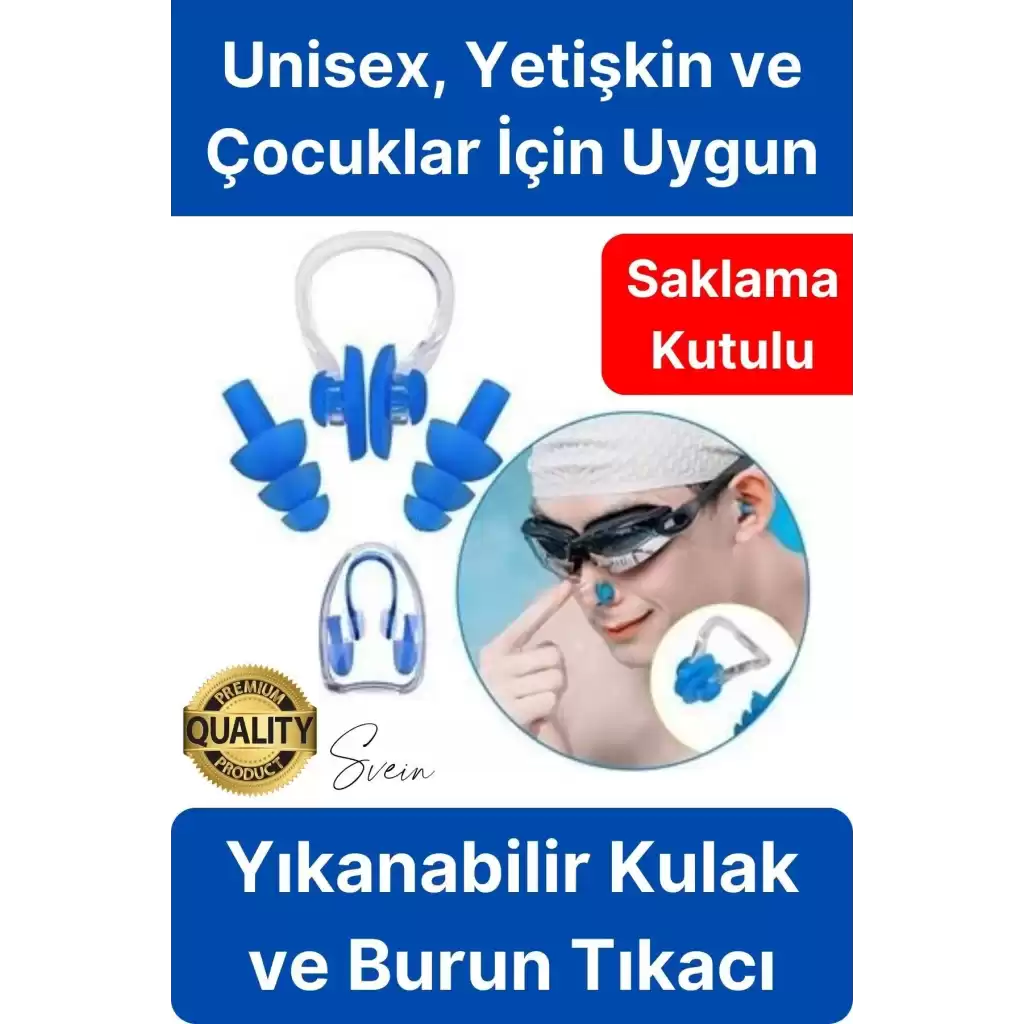 Kulak ve Burun Tıkama Seti Deniz Havuz İçin Su Kaçmasını Önleyici Tıkaç Yüzücü Tıkacı Silikon