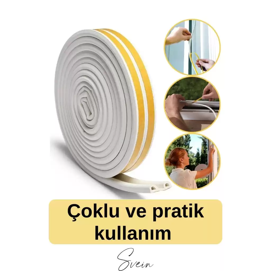 Kalın Kauçuk 2x50=100 Mt Ekstra Uzun Beyaz Kapı Pencere Fitili Soğuk Koruyucu Geçirmez İzolasyon