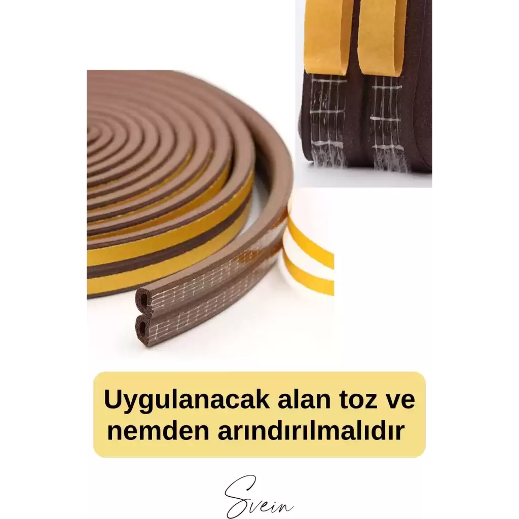 Kalın Kauçuk 2x50=100 mt Ekstra Uzun Kahve Kapı Pencere Fitili Soğuk Koruyucu Geçirmez İzolasyon