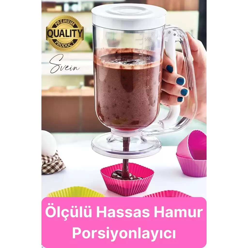 Pankek Hamur Porsiyonlayıcı Ölçülü Akıtma Dağıtıcı Krep Yapma Puding Muffin 900 ml Ölçekli Aparatı