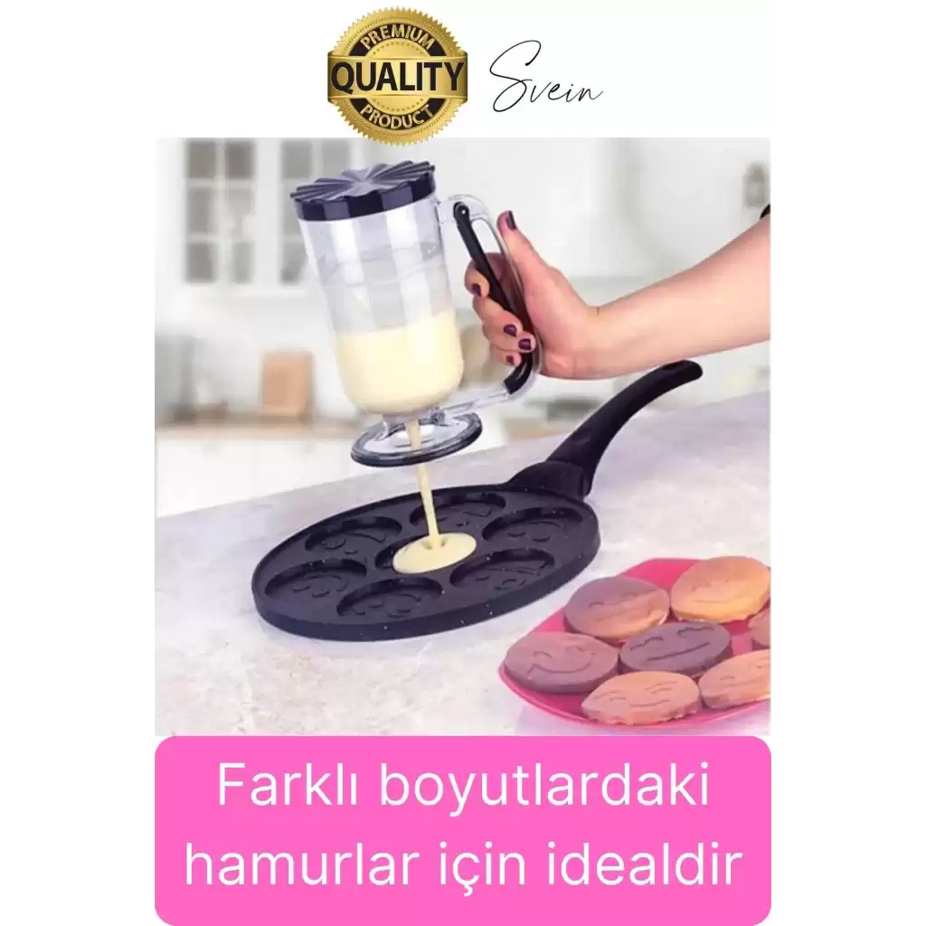 Pankek Hamur Porsiyonlayıcı Ölçülü Akıtma Dağıtıcı Krep Yapma Puding Muffin 900 ml Ölçekli Aparatı
