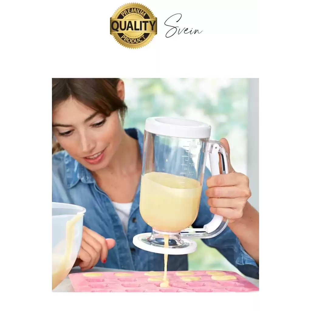 Pankek Hamur Porsiyonlayıcı Ölçülü Akıtma Dağıtıcı Krep Yapma Puding Muffin 900 ml Ölçekli Aparatı