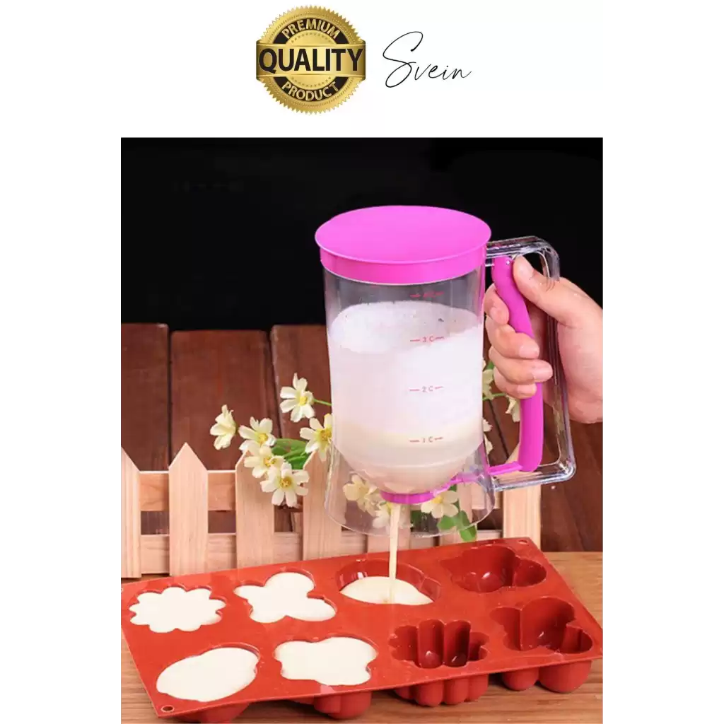 Pankek Hamur Porsiyonlayıcı Ölçülü Akıtma Dağıtıcı Krep Yapma Puding Muffin 900 ml Ölçekli Aparatı