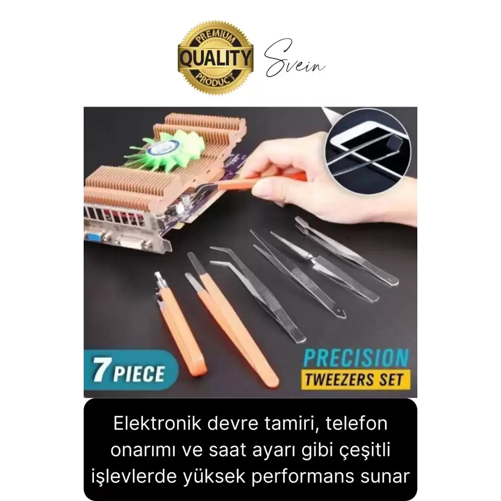 Profesyonel 7 Parça Çelik Cımbız Seti Paslanmaz Dayanıklı Elektronik Devre Telefon Saat Tamir Seti