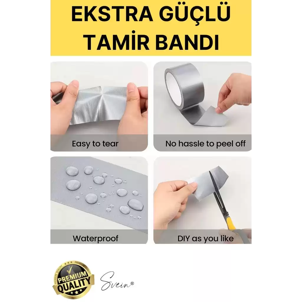 1 Adet 10 mt Sarı Tamir Takviye Kapatıcı Güçlü Onarım Bandı Su Geçirmez Sızdırmaz Dayanım Çatlak
