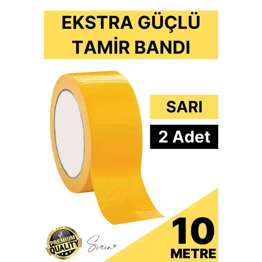 2 Adet 10 mt Sarı Tamir Takviye Kapatıcı Güçlü Onarım Bandı Su Geçirmez Sızdırmaz Dayanım Çatlak