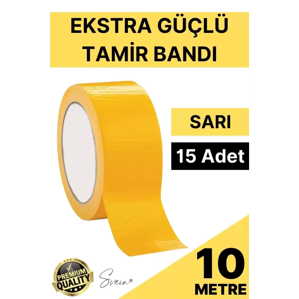 15 Adet 10 mt Sarı Tamir Takviye Kapatıcı Güçlü Onarım Bandı Su Geçirmez Sızdırmaz Dayanım Çatlak