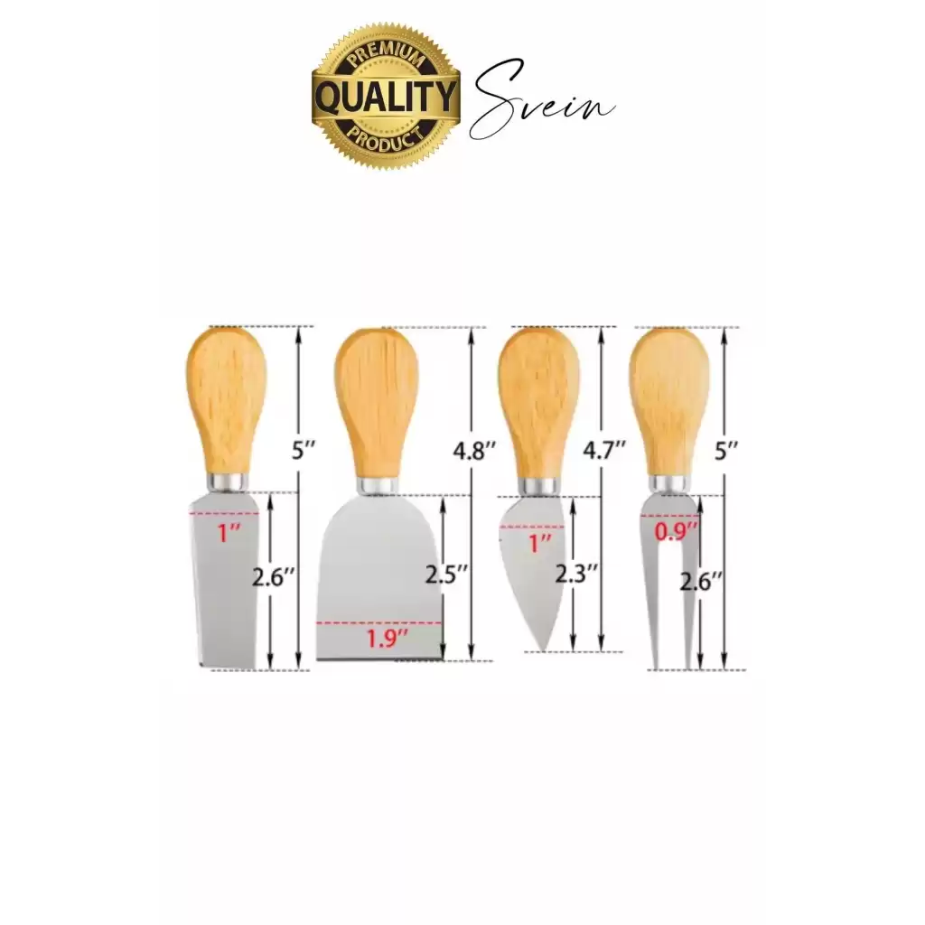 Bambu Saplı 4lü Mini Şarküteri Bıçakları Servis Sunumluk Peynir ve Ekmek Kesimi İçin Spatula Seti