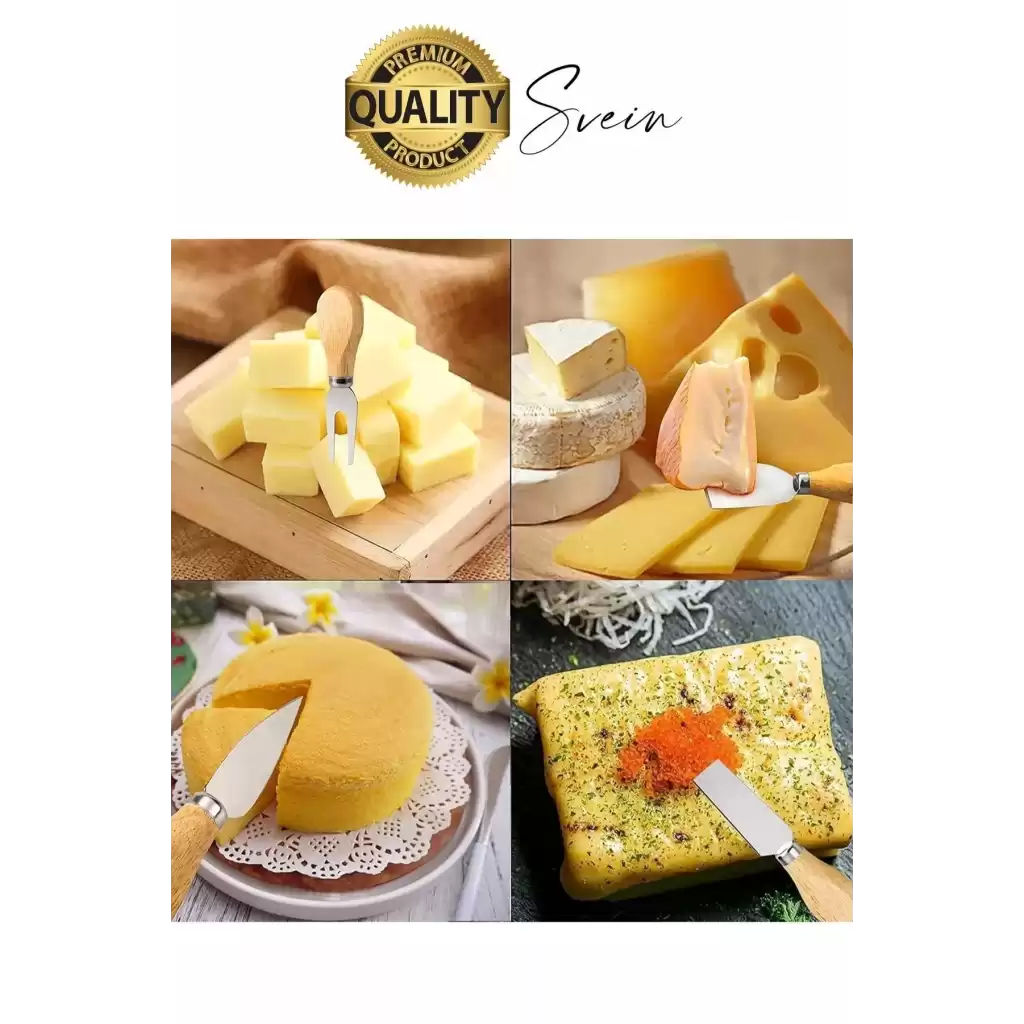 Bambu Saplı 4lü Mini Şarküteri Bıçakları Servis Sunumluk Peynir ve Ekmek Kesimi İçin Spatula Seti