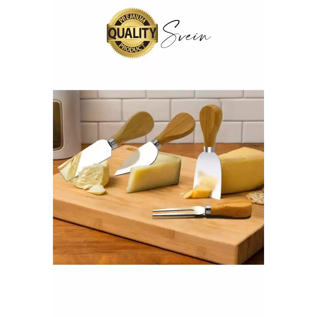 Bambu Saplı 4lü Mini Şarküteri Bıçakları Servis Sunumluk Peynir ve Ekmek Kesimi İçin Spatula Seti