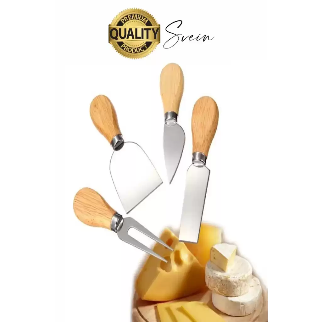 Bambu Saplı 4lü Mini Şarküteri Bıçakları Servis Sunumluk Peynir ve Ekmek Kesimi İçin Spatula Seti