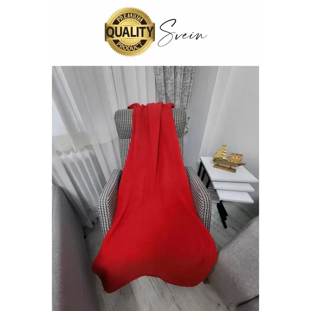 180x210 cm 2 Kişilik Sıcacık Kışlık Polar Yumuşak Rahat Konforlu Kırmızı Renk Hafif TV Battaniyesi