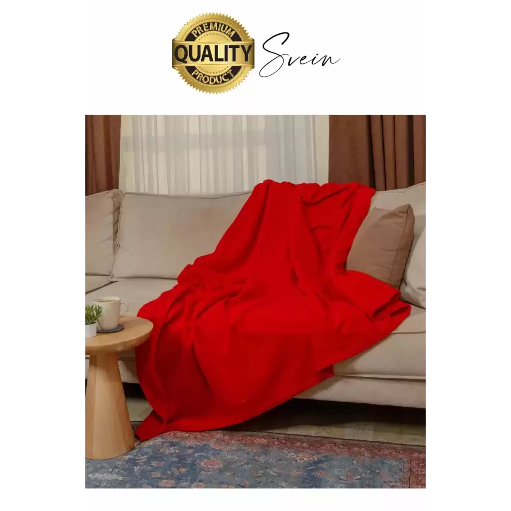 180x210 cm 2 Kişilik Sıcacık Kışlık Polar Yumuşak Rahat Konforlu Kırmızı Renk Hafif TV Battaniyesi